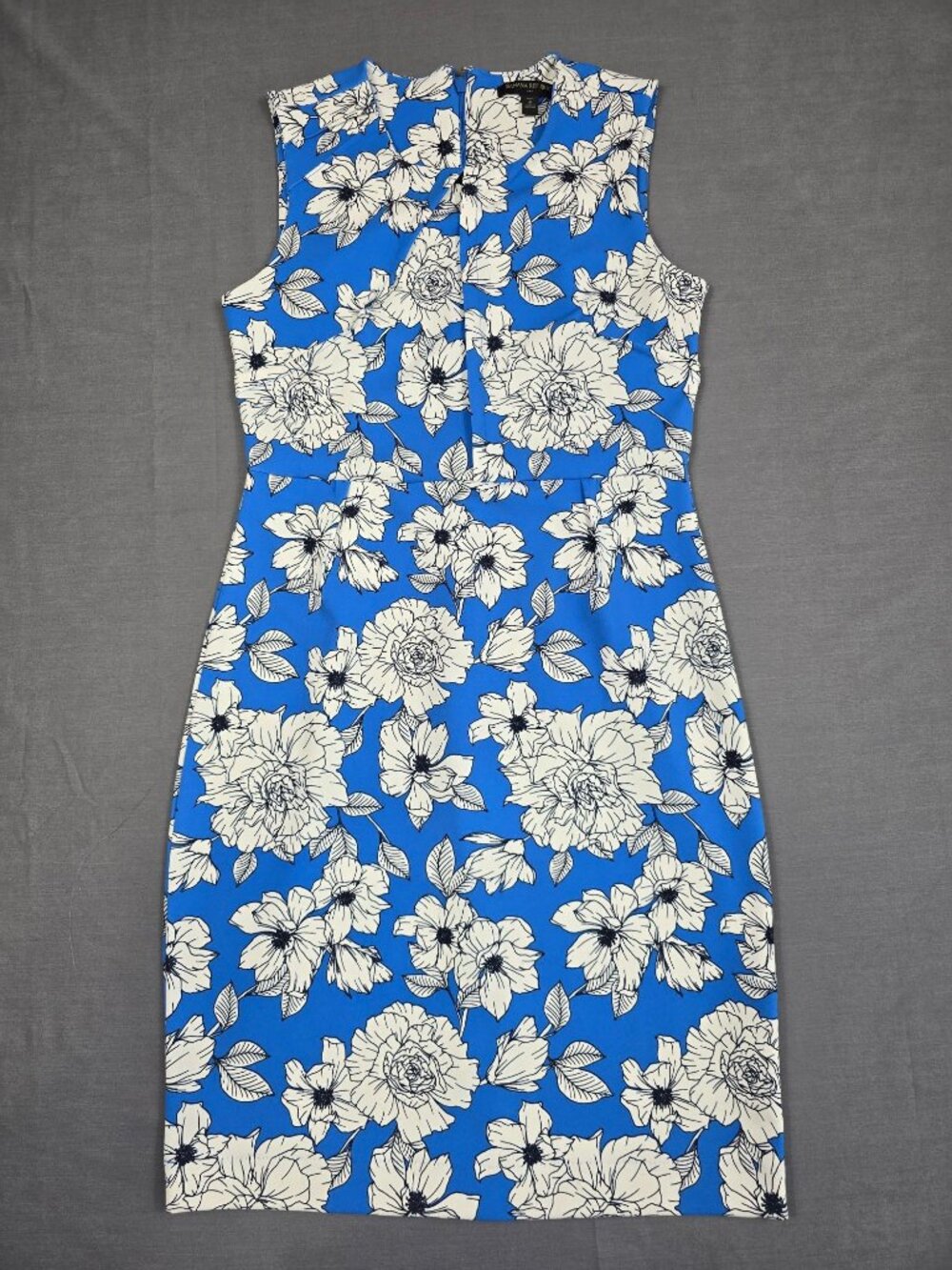Banana Republic Womens 4P Petite Dress Blue & White Floral Print Sleeveless
